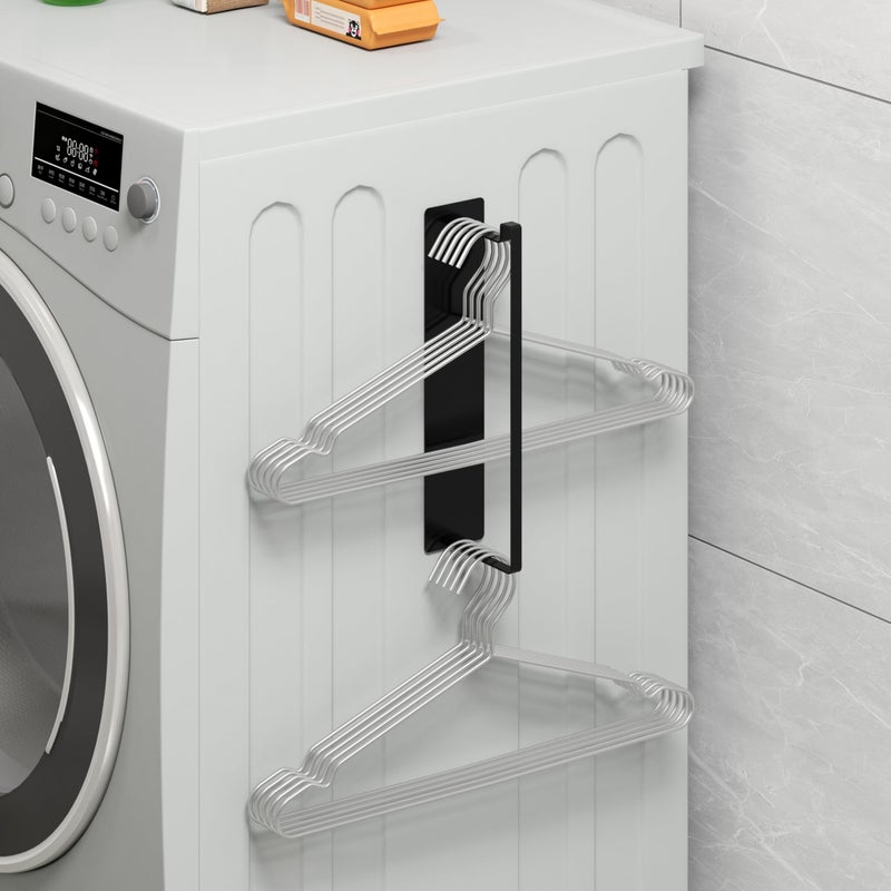 Thipoten Magnetic Hanger Organizer, Thipoten 2Pack Hangers Holder for Washing Machine, Holding up to 30 velvet/wire/plastic hangers, Perfect Space Saver for Laundry Room (2, Black) - Image 3