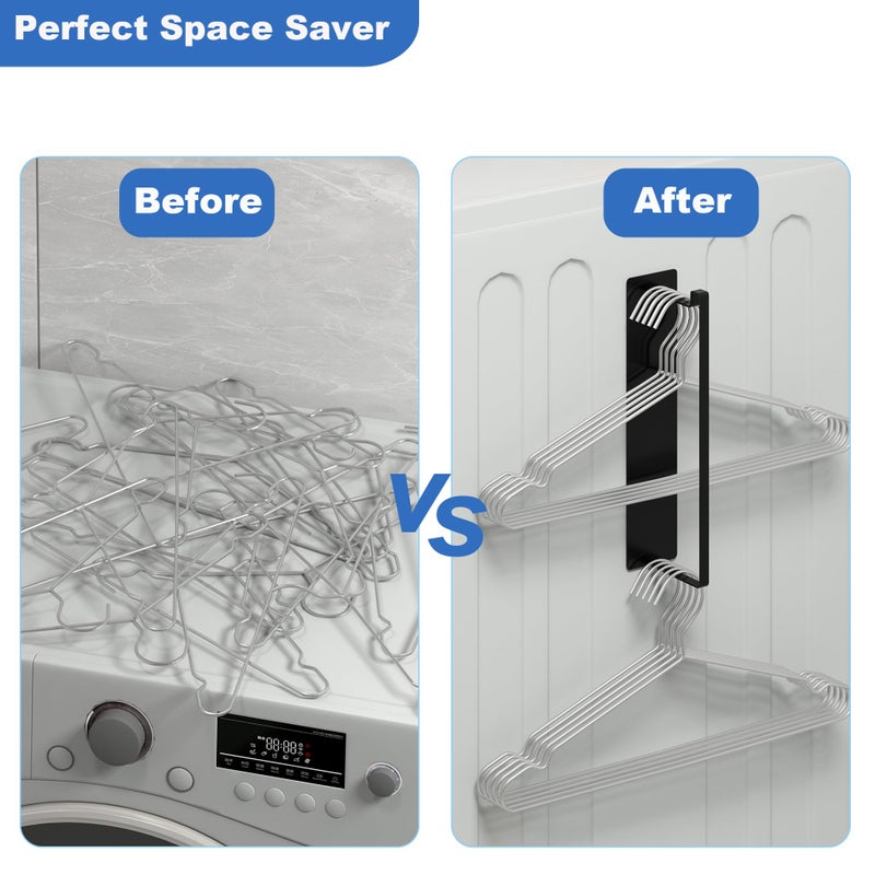 Thipoten Magnetic Hanger Organizer, Thipoten 2Pack Hangers Holder for Washing Machine, Holding up to 30 velvet/wire/plastic hangers, Perfect Space Saver for Laundry Room (2, Black) - Image 4
