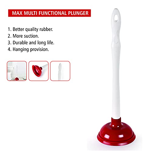 Kleeno Cello Kleeno Max Multifunctional Plunger | Enhanced Pressure, Fit, and Suction | Plastic Handle For Comfortable Grip | Compact Design with Ergonomic Handle and Long-Lasting Durability | Red - Image 3
