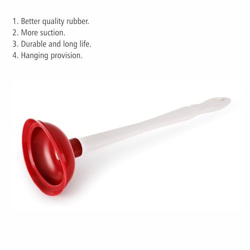 Kleeno Cello Kleeno Max Multifunctional Plunger | Enhanced Pressure, Fit, and Suction | Plastic Handle For Comfortable Grip | Compact Design with Ergonomic Handle and Long-Lasting Durability | Red - Image 5