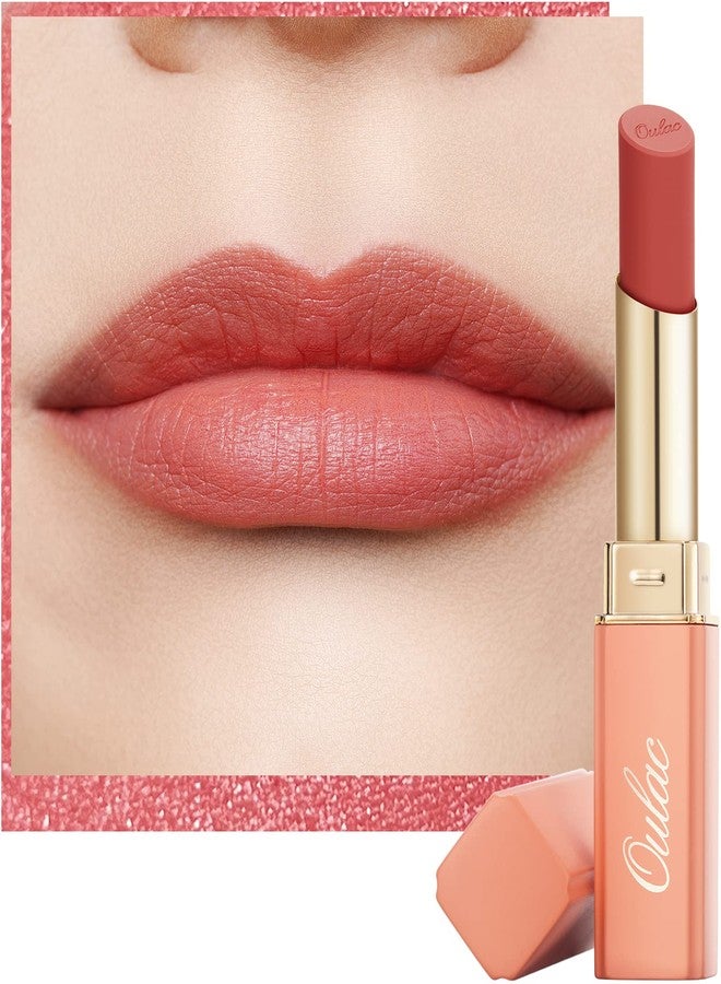 Oulac Soft Matte Lipstick for Women - Nude Peach Lipstick & Blush Duo, Cream to Powder Texture, Color Rich, Lightweight & Smooth, Enriched with Rose Oil, Vegan & Cruelty-Free| 3.6g (Y08) - Image 1