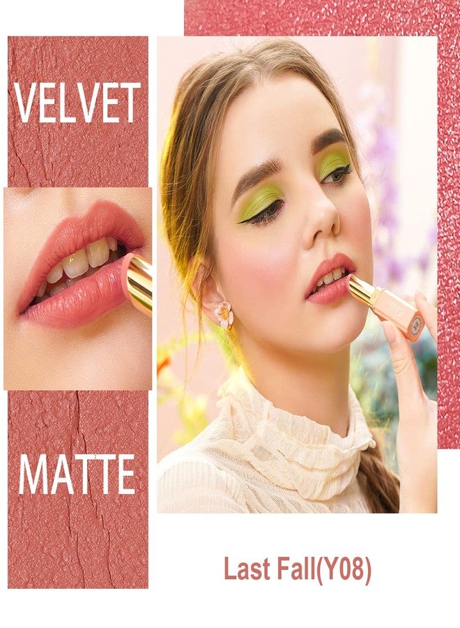 Oulac Soft Matte Lipstick for Women - Nude Peach Lipstick & Blush Duo, Cream to Powder Texture, Color Rich, Lightweight & Smooth, Enriched with Rose Oil, Vegan & Cruelty-Free| 3.6g (Y08) - Image 2
