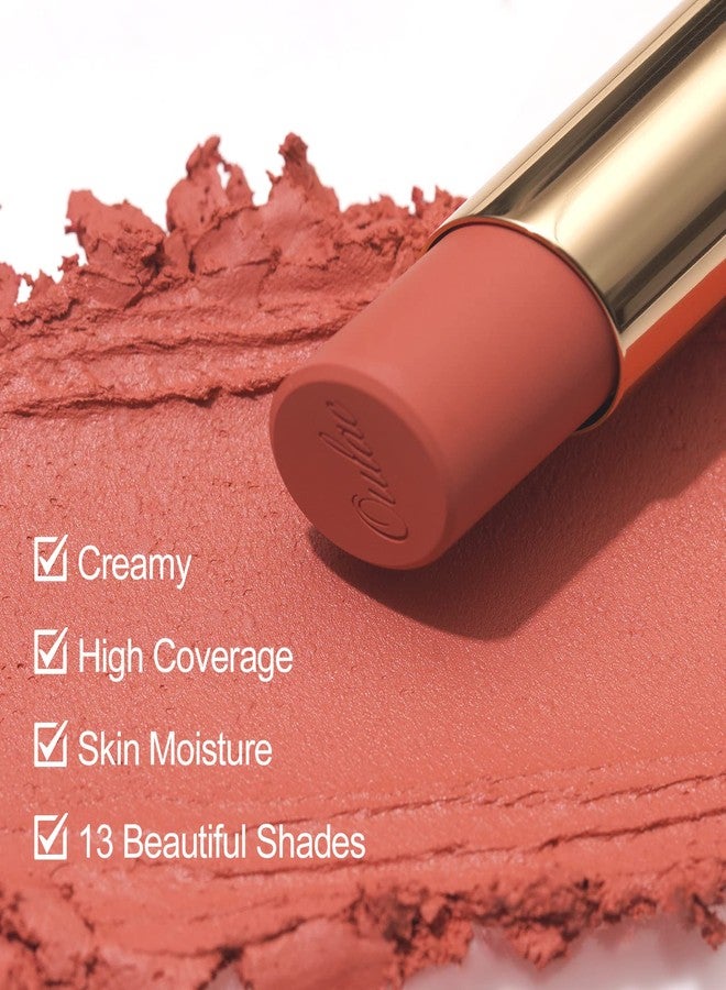 Oulac Soft Matte Lipstick for Women - Nude Peach Lipstick & Blush Duo, Cream to Powder Texture, Color Rich, Lightweight & Smooth, Enriched with Rose Oil, Vegan & Cruelty-Free| 3.6g (Y08) - Image 3