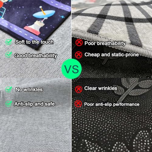 Pyrrhite Outer Space Kid Rug，Boys Car Rug for Kids Toy Cars Have Fun Safely, Non-Slip Educational City Road Rugs Carpets for Kid Room Bedroom（47×31 in - Image 2