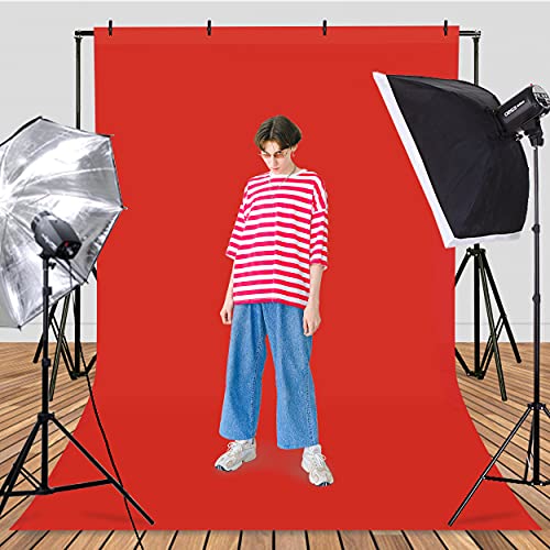 TRLYC Red Background Backdrop - 8x10FT Backdrops Background for Photography Red Photo Booth Backdrop for Photoshoot Photography Screen Video Recording Parties Curtain - Image 3