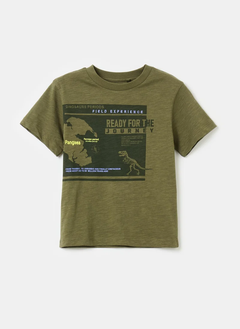 او في اس Cotton T-shirt with dinosaur print