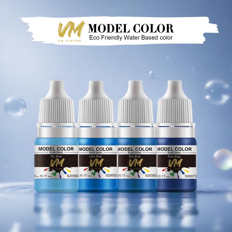 M.A.K VM FIGURE Blue Series Eco Friendly Water Based Color 4 Bottles x 5 ml (0.17 fl.oz.) Brush Paint Miniature Painting Kit Acrylic Resin Pigment for Models, Figures, and Crafts - Image 3