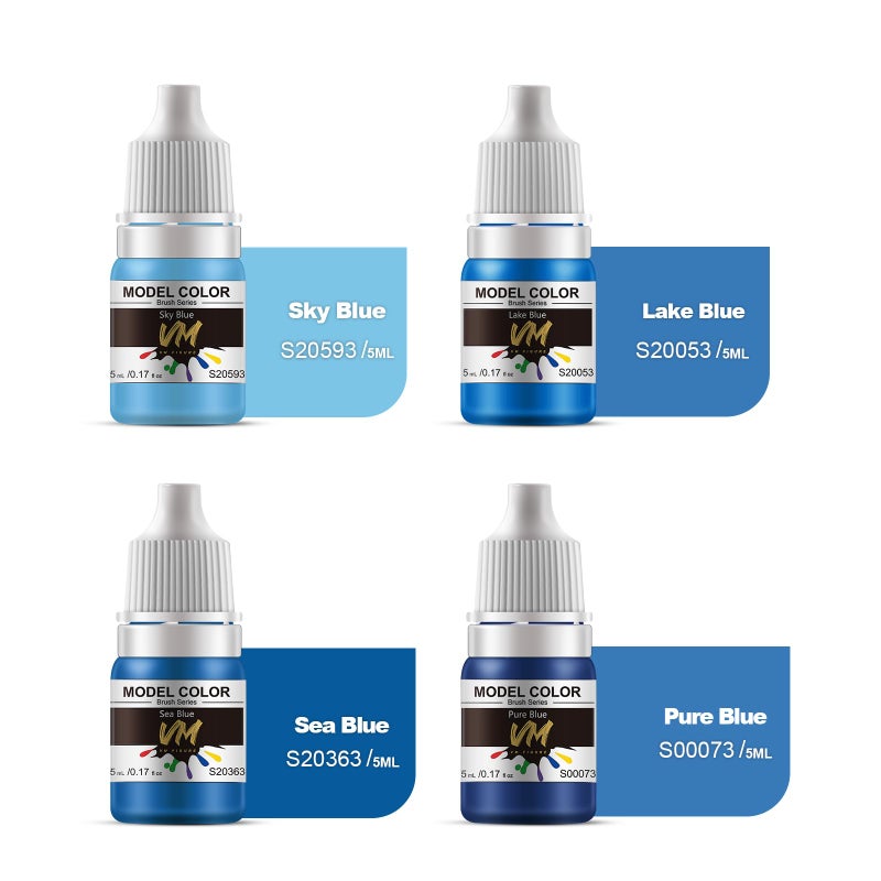 M.A.K VM FIGURE Blue Series Eco Friendly Water Based Color 4 Bottles x 5 ml (0.17 fl.oz.) Brush Paint Miniature Painting Kit Acrylic Resin Pigment for Models, Figures, and Crafts - Image 2