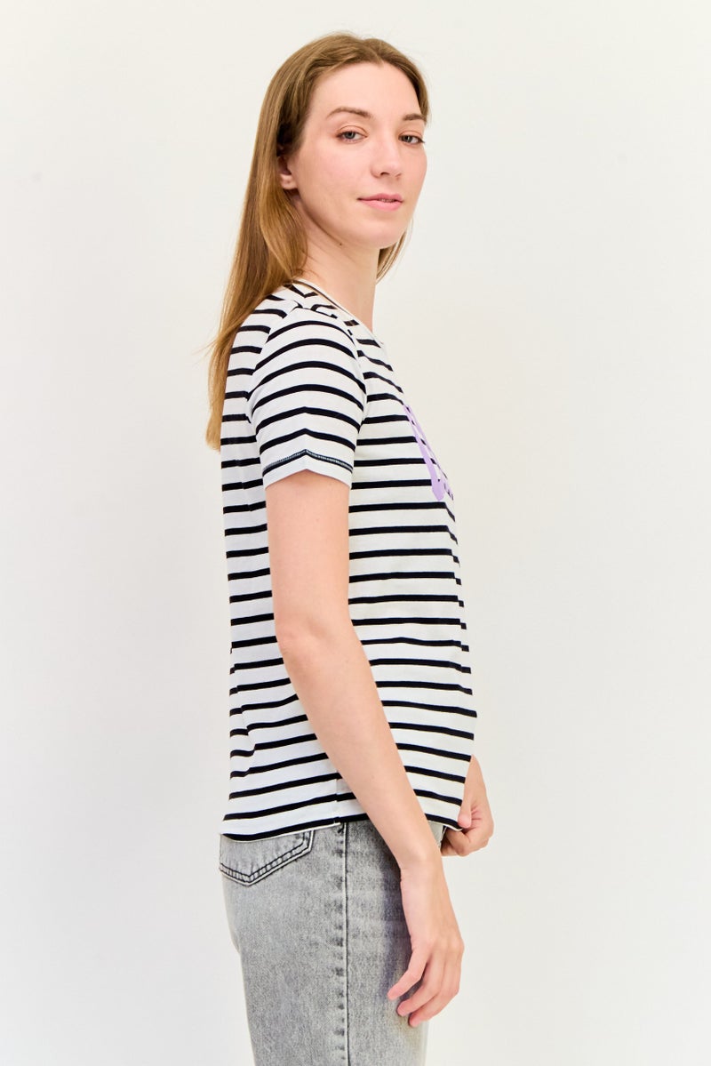 GAP Women Crew Neck Brand Logo Short Sleeve T-Shirt, Multicolor - Image 3