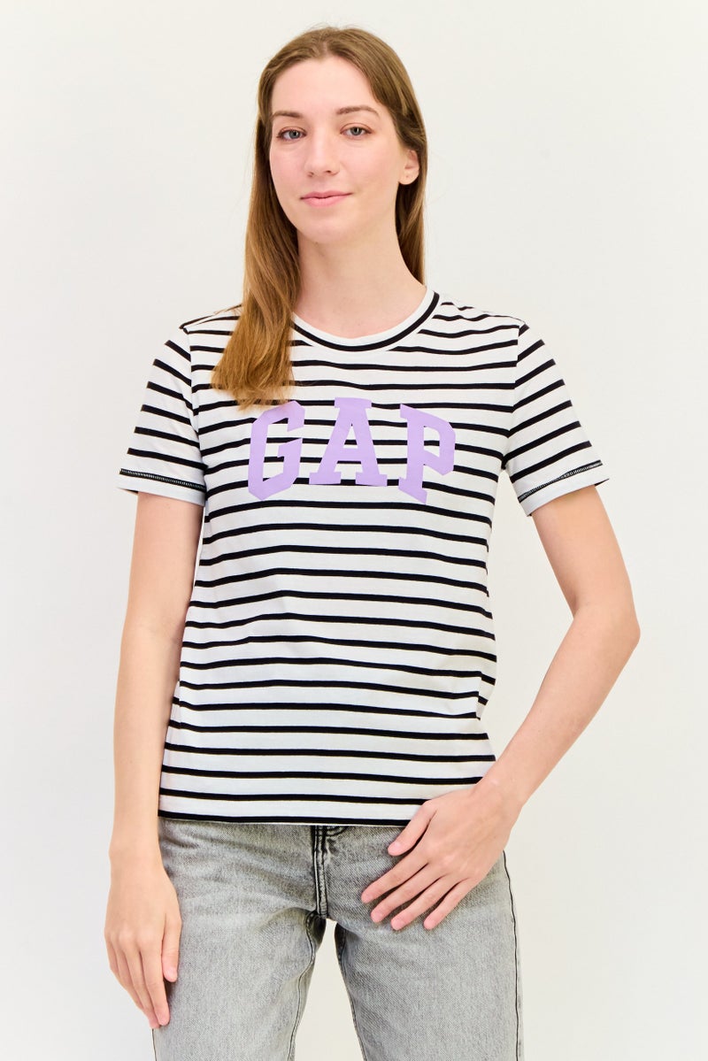 GAP Women Crew Neck Brand Logo Short Sleeve T-Shirt, Multicolor - Image 1