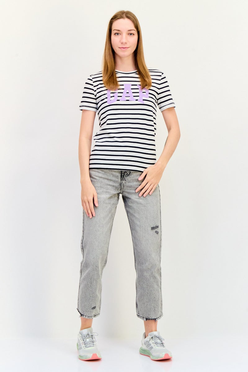 GAP Women Crew Neck Brand Logo Short Sleeve T-Shirt, Multicolor - Image 4