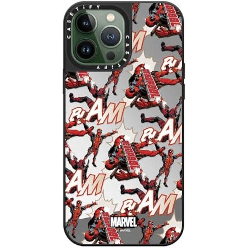Casetify Mirror iPhone 13 Pro Max Case 【Deadpool & Wolverine Co-Lab / 4.9ft Drop Protection/Magsafe】 - Deadpool Pattern Case - Silver on Black - Image 3
