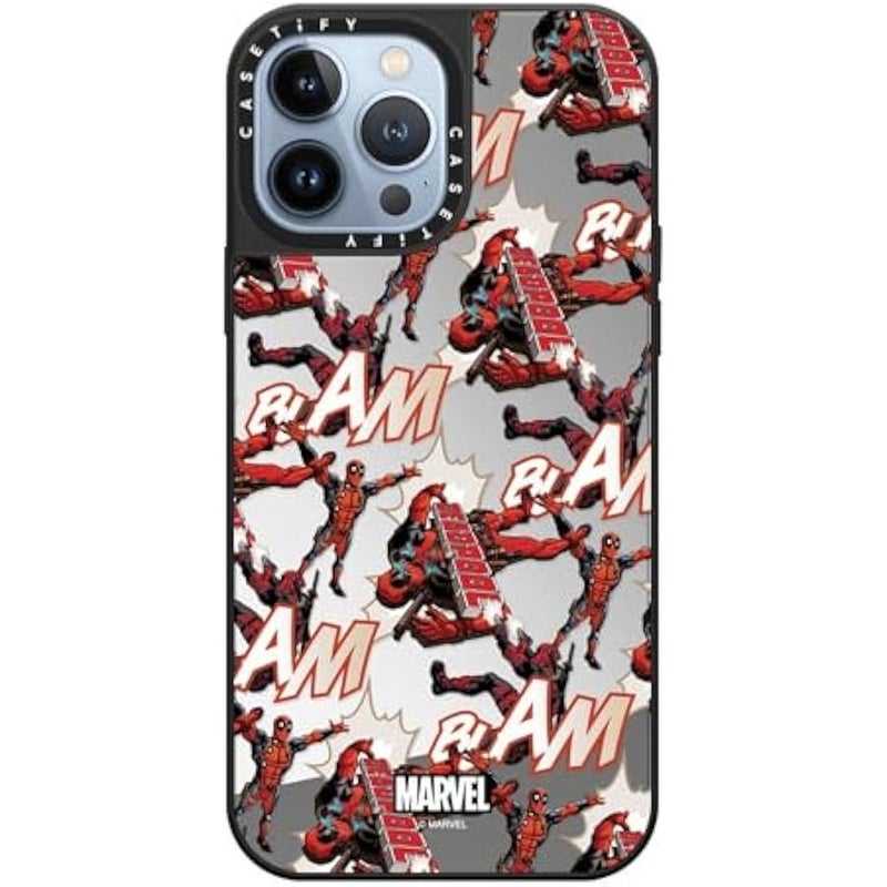 Casetify Mirror iPhone 13 Pro Max Case 【Deadpool & Wolverine Co-Lab / 4.9ft Drop Protection/Magsafe】 - Deadpool Pattern Case - Silver on Black - Image 2