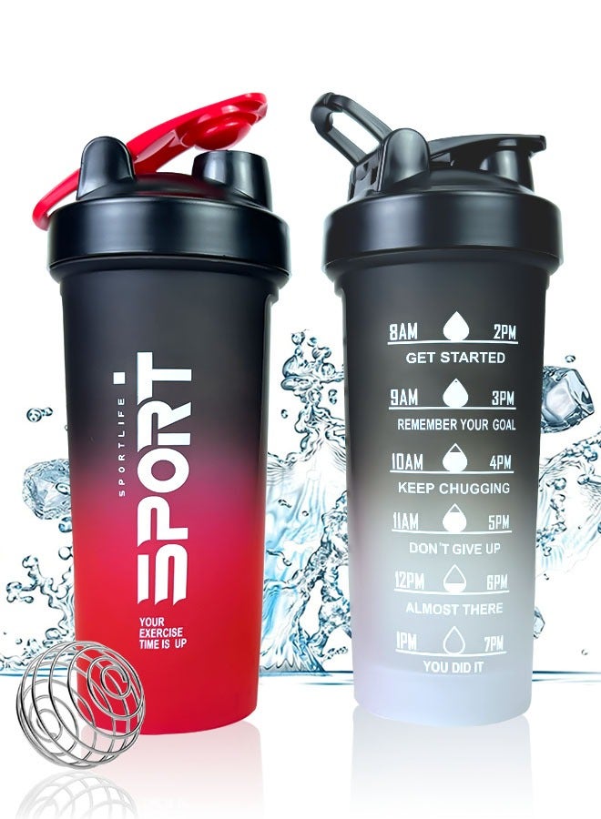 سبورت عبوتان من زجاجات خلط البروتين سعة 600 مل مقاومة للتسرب - كأس خلط رياضية خالية من BPA مع مؤقت زمني للبروتين وبدائل الوجبات ومشروبات الطاقة - Image 1