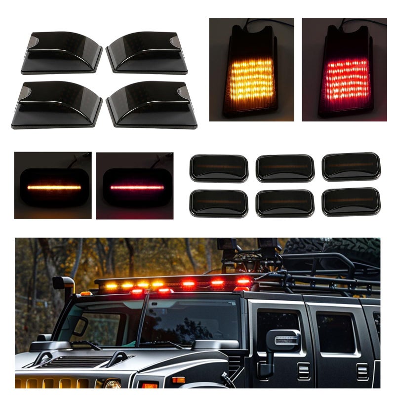 HECASA LED Cab Roof Lights Compatible with 20032009 Hummer H2 H2 SUT Replacement for 25809312 16531442 15060525 Cab Roof Marker Running Lamps Smoke LensBlack Housing 10PCS