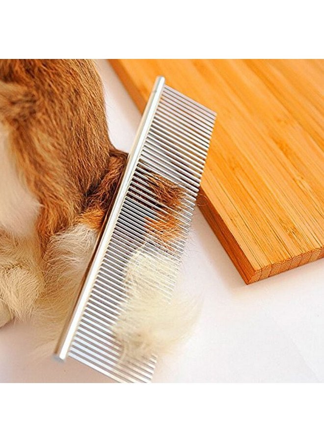 زيتوب مشط Zittop للكلاب وفرشاة العناية بالحيوانات الأليفة للقطط والجراء والكلاب السلوقية ذات الفراء المتوسط / الخشن، أمشاط إزالة التشابك سهلة الإمساك بأسنان مستديرة من الفولاذ المقاوم للصدأ متباعدة بشكل مختلف - فضي - Image 4