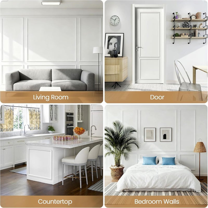 Abyssaly Accent Peel and Stick Wall Molding Kit - White Frame Premade Moulding Panel - Self Adhesive Board and Batten wall Panel kit - Ready to Assemble Art Decorative Arch wall Molding (50"x40"x20") - Image 5