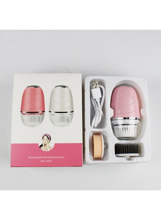 Dealsure - Facial Cleansing Brush 3 Kinds Of Waterproof Facial Brush Head Replacement, Rechargeable Cleansing Brush For Facial Exfoliation, Blackhead, Deep Makeup Removal, Vibrating For Deep Cleansing. - Image 1