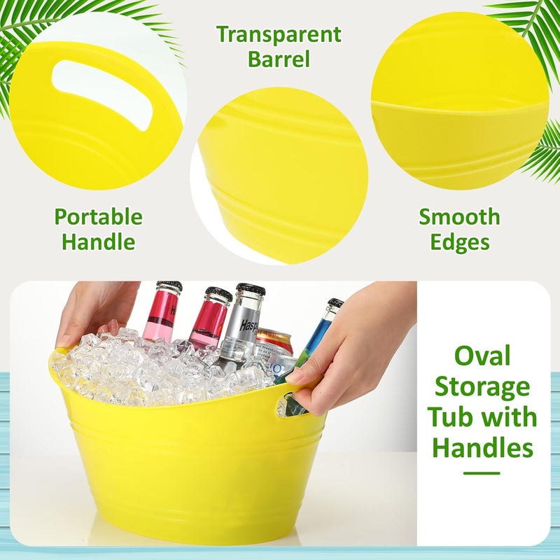 Norme 24 Pcs Oval Storage Tub with Handles 4.5L Plastic Ice Bucket, Wine, Beer, Champagne Drink Cooler for Parties, Beverage Storage Basket(Colorful) - Image 4