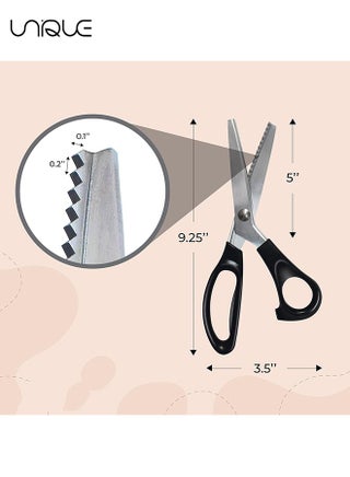 Pinking Shears for Dressmaking, Professional Stainless Steel Tailor Scissors for Felt Paper Fabric Cutting/Sewing, Handled Zig Zag, Children Adults Art and Craft - view 2