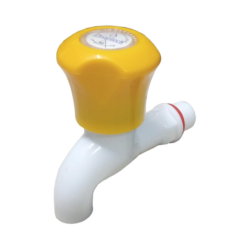 Droptech White PVC Plastic Bib CockWater Taps for Kitchen Bathroom Wash Basins Set of 10 12 15 mm Type PVC Taps Faucet for Hot and Cold Water Cobra Yellow - Image 2