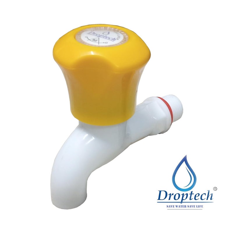 Droptech White PVC Plastic Bib CockWater Taps for Kitchen Bathroom Wash Basins Set of 10 12 15 mm Type PVC Taps Faucet for Hot and Cold Water Cobra Yellow - Image 5