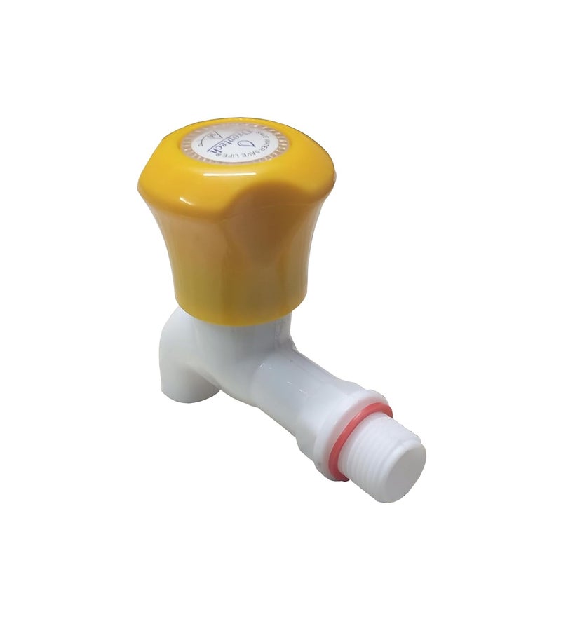 Droptech White PVC Plastic Bib CockWater Taps for Kitchen Bathroom Wash Basins Set of 10 12 15 mm Type PVC Taps Faucet for Hot and Cold Water Cobra Yellow - Image 4