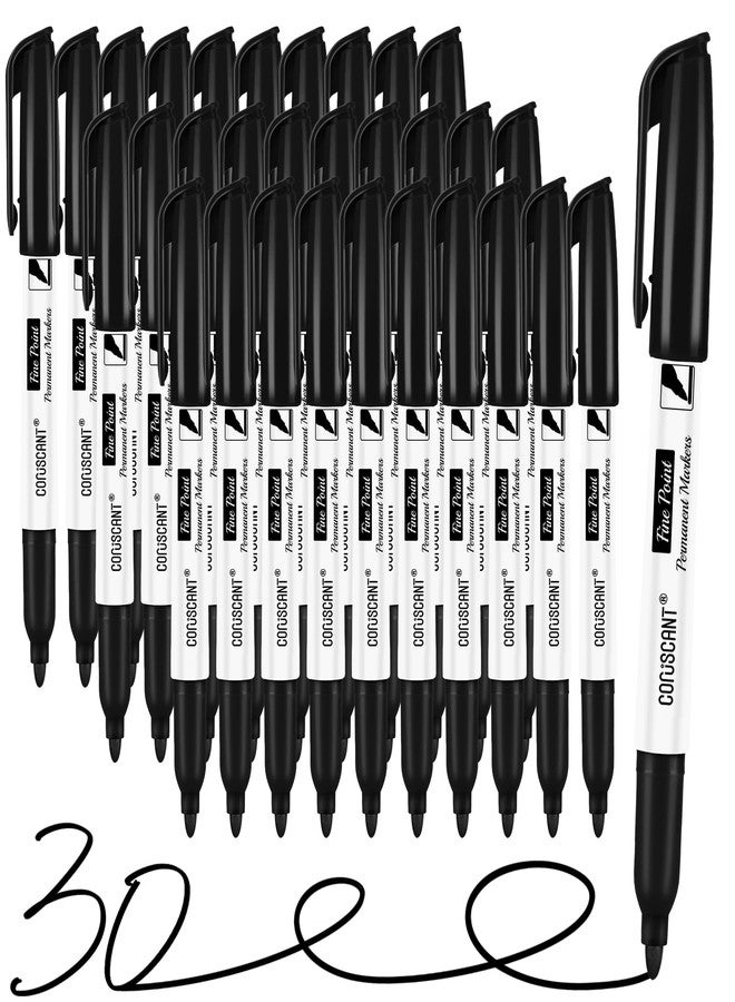 coruscant Fine Point Permanent Markers Bulk, 30 Pack Quickly Drying, Waterproof, Smudge-proof, Fade Resistant Ink for Writing, Labeling on Plastic, Metal, Wood, Glass, Stone for Home Office School - Image 1
