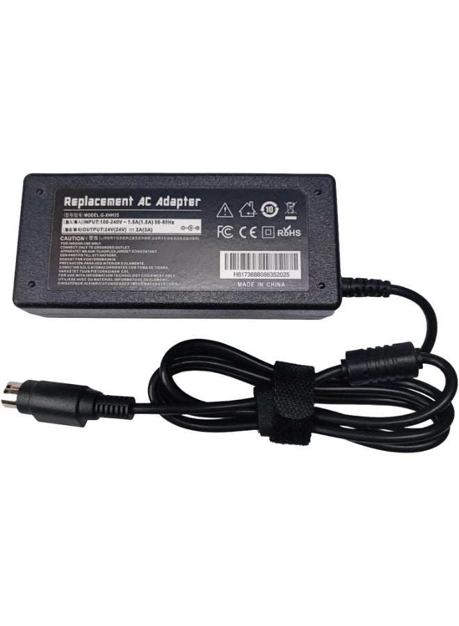 For XPrinter 3-Pin DIN 24V 3A AC/DC Adapter for Star Micronics TSP-700 TSP700 Point of Sale Thermal Receipt Printer 24VDC 3000mA Power Supply Cord Cable PS Battery Charger Mains PSU - Image 1
