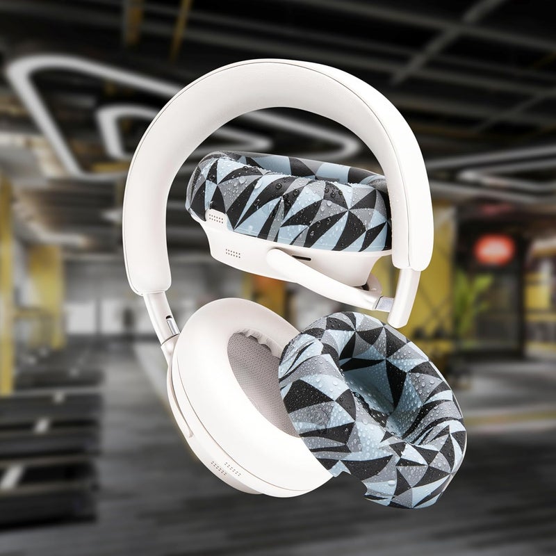 WC SweatZ QC Ultra - Protective Earpad Covers for Bose QuietComfort Ultra by Wicked Cushions | Sweatproof & Easily Washable | Does not fit any other Bose Headphones | Geo Grey - Image 4