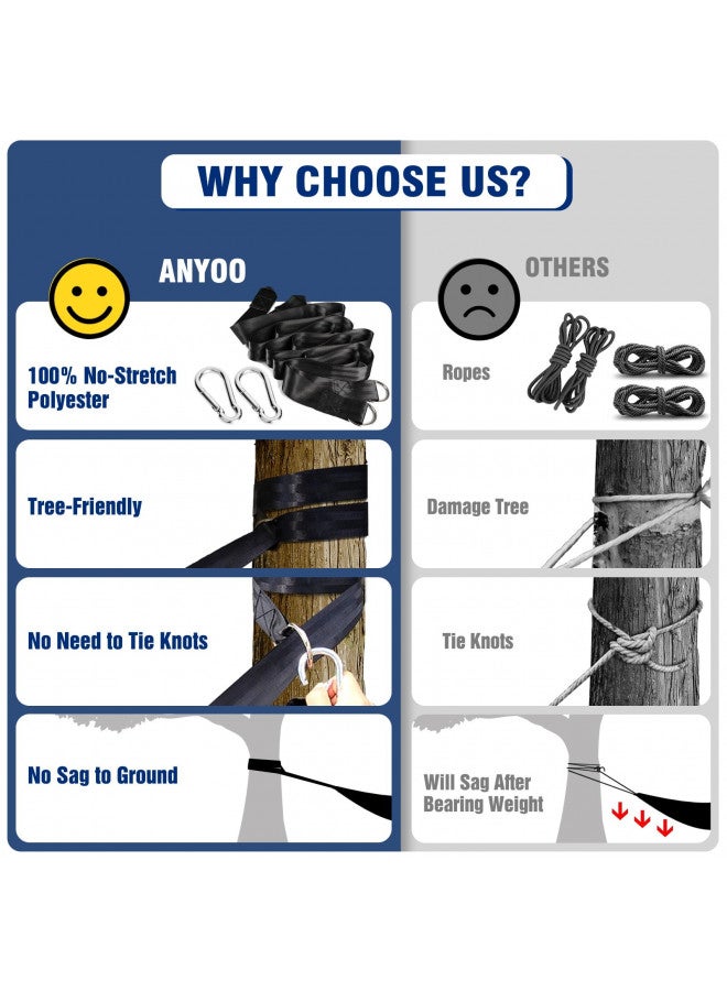 Anyoo Garden Cotton Hammock Comfortable Fabric Hammock with Tree Straps for Hanging Sturdy Hammock Up to 660lbs Portable Hammock with Travel Bag for Camping Outdoor/Indoor Patio Backyard - Image 3