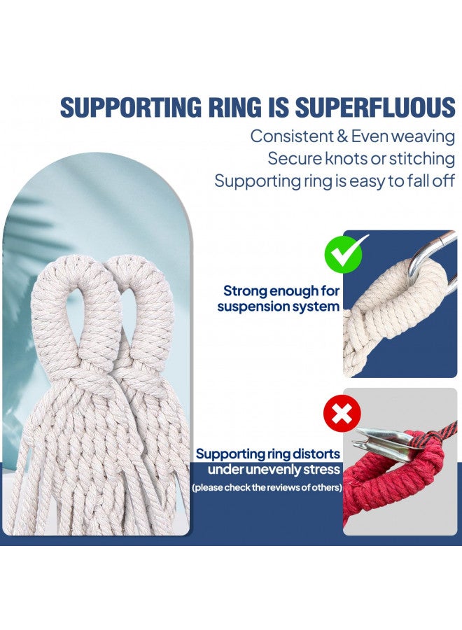 Anyoo Garden Cotton Hammock Comfortable Fabric Hammock with Tree Straps for Hanging Sturdy Hammock Up to 660lbs Portable Hammock with Travel Bag for Camping Outdoor/Indoor Patio Backyard - Image 4