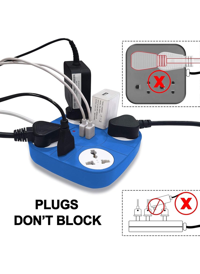ADDMAX ADDMAX Extension Cord with USB Port10A 220V5060Hz 6 Outlet with 2 USB Port Fire Proof Smart USB Charging PortMultiProtection18 Meter Cord Multi Plug Extension Board for Home OfficeBlue  - Image 3