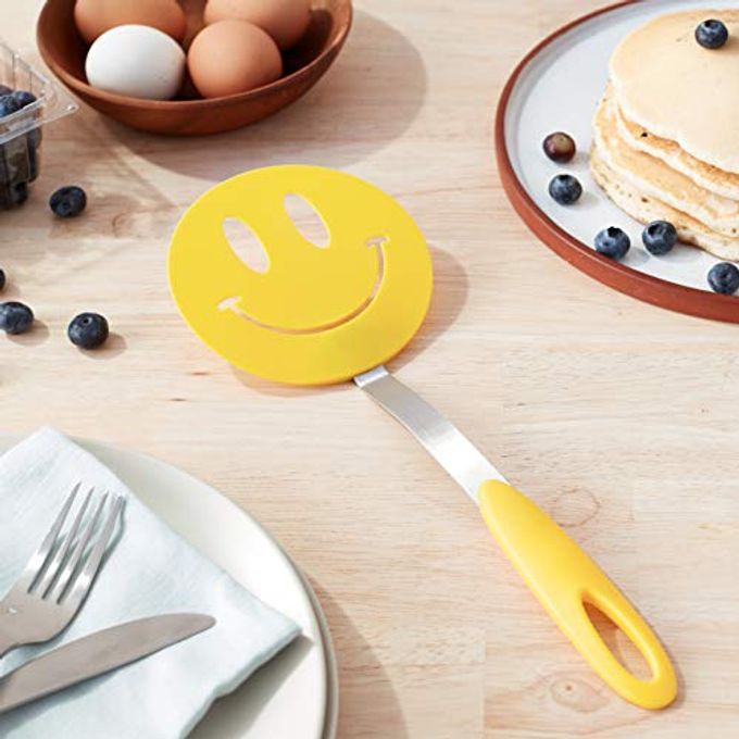 Tovolo Spatulart Smiley Face Nylon Flex Turner, Spatula Cooking Utensil Co-Molded With Silicone, Sturdy Steel Handle, Safe for Non-Stick Cookware, Smiley Face - Image 4