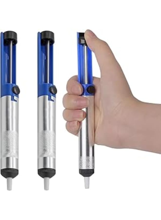 3PCS Solder Sucker Desoldering Pump Soldering Iron Auxiliary Tool Sucking Vacuum Desoldering Pumps Desoldering Tool Desolder Pump Blue