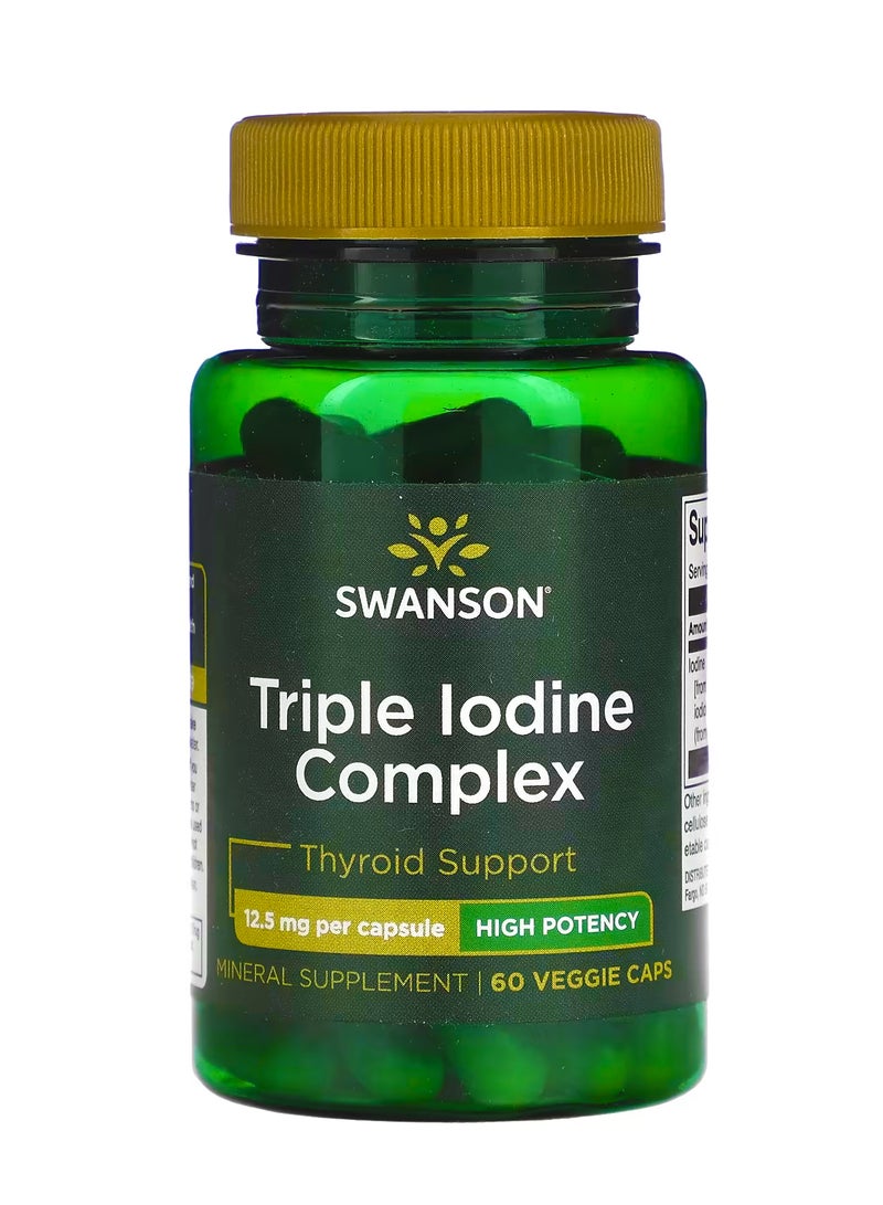 SWANSON Triple Iodine Complex, High Potency, 12.5 mg, 60 Veggie Caps