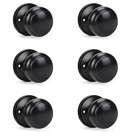 KNOBWELL 6 Pack Single Sided Dummy Door Knob Closet Door Knob Set, Matte Black Door Knob for Pushing Only, Single Sided - Image 1