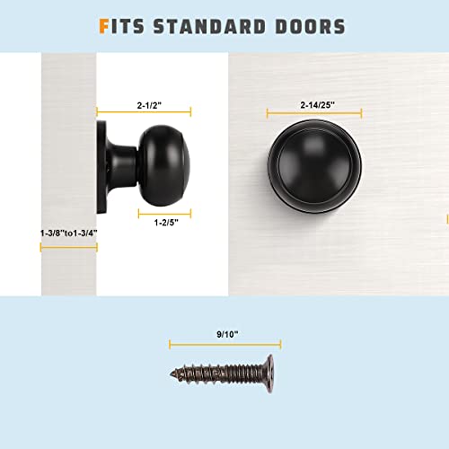 KNOBWELL 6 Pack Single Sided Dummy Door Knob Closet Door Knob Set, Matte Black Door Knob for Pushing Only, Single Sided - Image 5