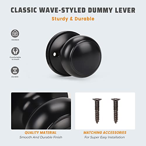 KNOBWELL 6 Pack Single Sided Dummy Door Knob Closet Door Knob Set, Matte Black Door Knob for Pushing Only, Single Sided - Image 4