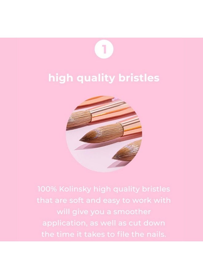 KIARA SKY - Pink Crystal Acrylic Nail Brush - Professional Nail Cleaner Tool - Nail Kolinsky Brush For Women - 100% Kolinksy Hand Crafted Nail Tools - Long Lasting Nail Cleaning Brush, (20) - Image 1