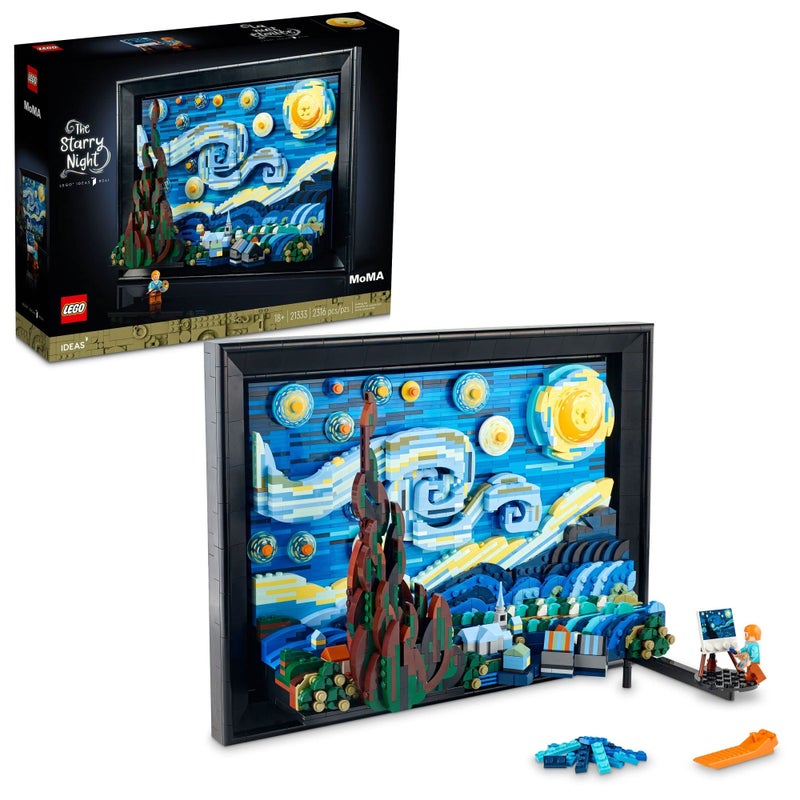 LEGO Ideas Vincent Van Gogh The Starry Night 21333 Building Blocks - Unique 3D Wall Art Home Décor Piece or Table Display with Artist Minifigure, Creative Building Crafts Set for Adults - Image 1