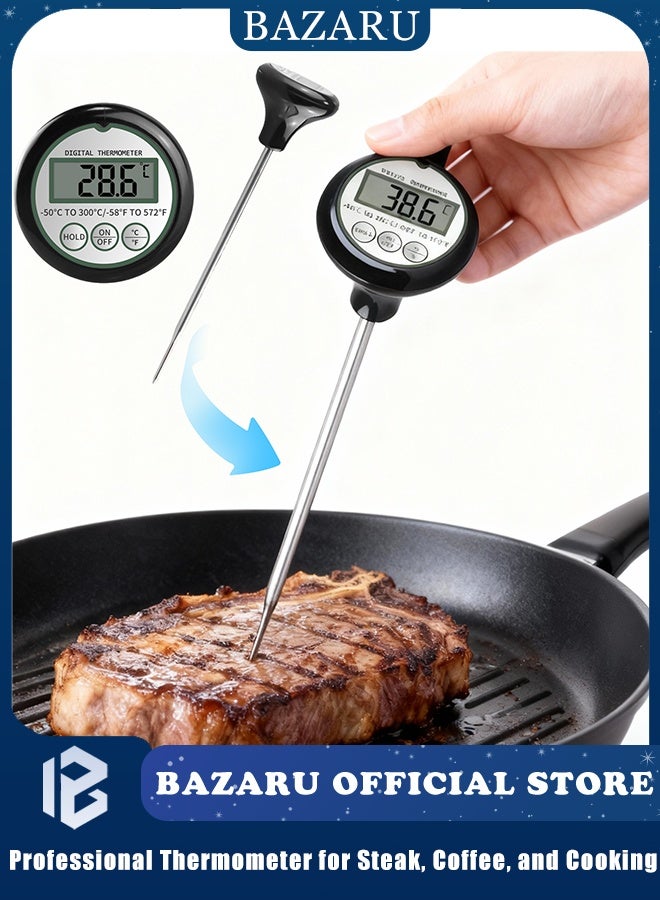 BAZARU 120mm Stainless Steel Milk Frothing Thermometer – Calibratable Barista Dial Thermometer with Color-Coded Zones for Perfect Latte, Cappuccino & Coffee Drinks - Image 1