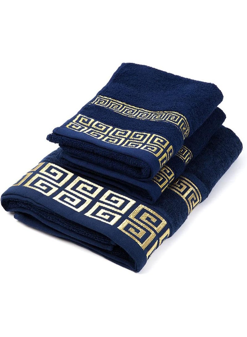 100% Cotton Highly Absorbent Embroidered Towels 3-Piece Towel Set Hotel Bath Towel, 1 Bath Towels, 2 Hand Towels, Extra Thick - Image 1