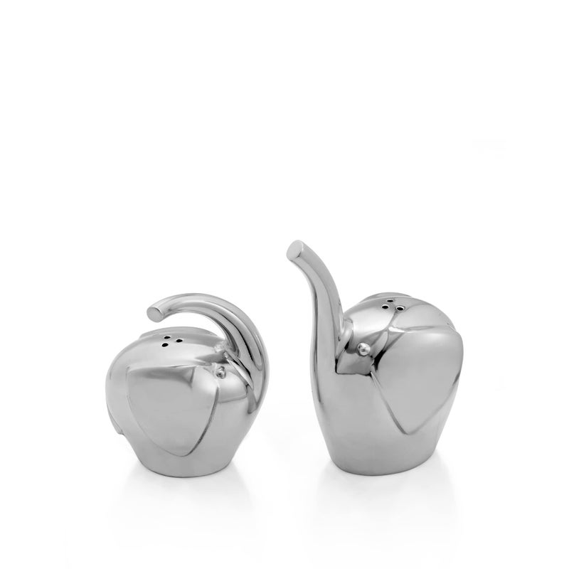 nambe Savanna Collection Elephant Salt  Pepper Shakers  Set of 2 for Home Dcor  Measures at 3 x 3 x 35  Made with Nambe Alloy  Designed by Neil Cohen