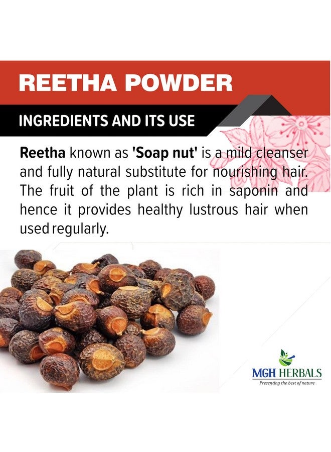 MGH Herbals Organic Reetha Powder Kunkudukai Powder Aritha Ritha Soapnut (200 Grams) For Hair Growth Hair Wash Scalp Treatment Skin Care  - Image 4