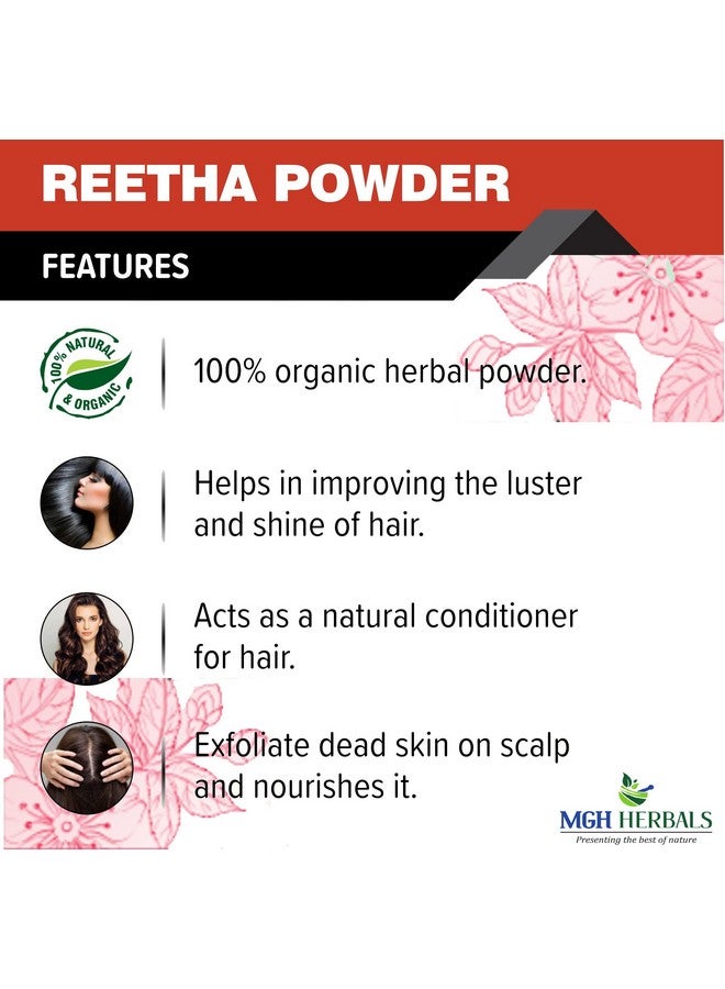 MGH Herbals Organic Reetha Powder Kunkudukai Powder Aritha Ritha Soapnut (200 Grams) For Hair Growth Hair Wash Scalp Treatment Skin Care  - Image 2