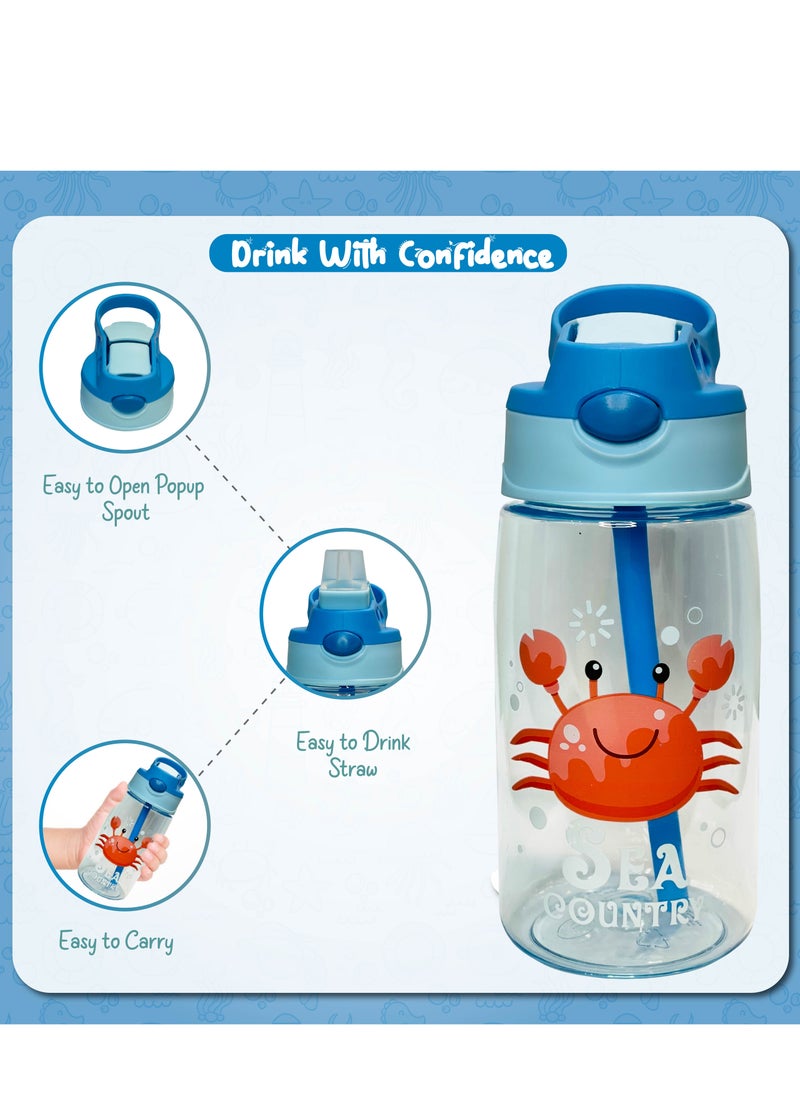 Sprinters Kids Water Bottle 15.2 OZ BPA-free Water Bottle For Kids With Straw Spill Kids Water Bottle for School, Travel & Picnic Reusable Baby Sipper, Toddler Cup Indoor-Outdoor Child (450 Ml, Blue)  - Image 3