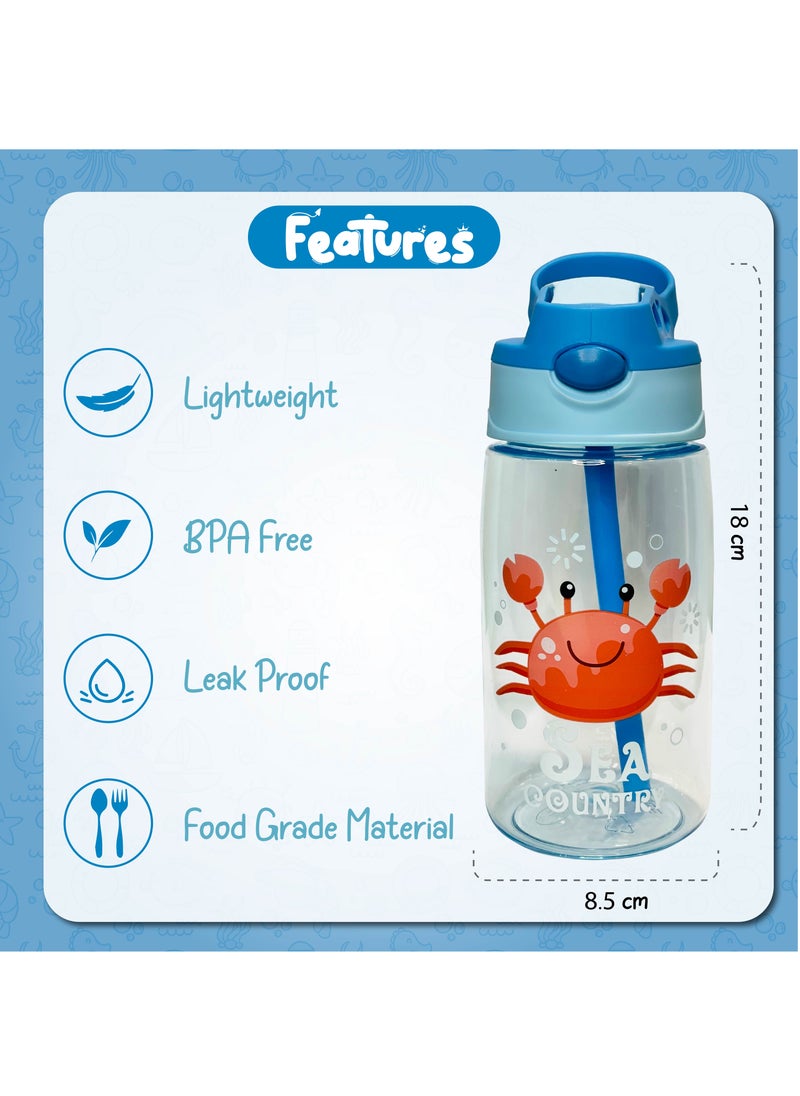 Sprinters Kids Water Bottle 15.2 OZ BPA-free Water Bottle For Kids With Straw Spill Kids Water Bottle for School, Travel & Picnic Reusable Baby Sipper, Toddler Cup Indoor-Outdoor Child (450 Ml, Blue)  - Image 2