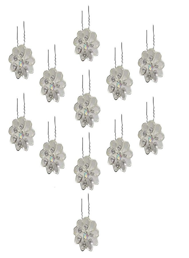 إيكان مجموعة دبابيس شعر إيكان على شكل زهرة فاخرة، 12 دبوسًا، إكسسوارات نسائية للبنات، عبوة واحدة - Image 1