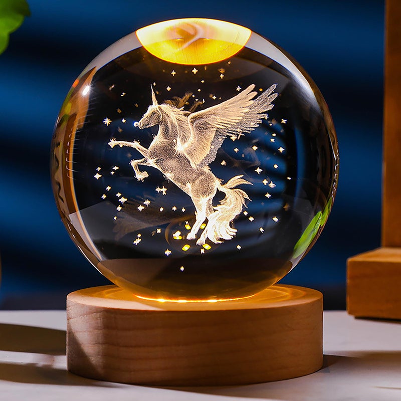 Precious Memorial 3D Unicorn Gifts for Women - Crystals Ball Unicorn Figurines Decor Glass Animals Figurine - Image 1